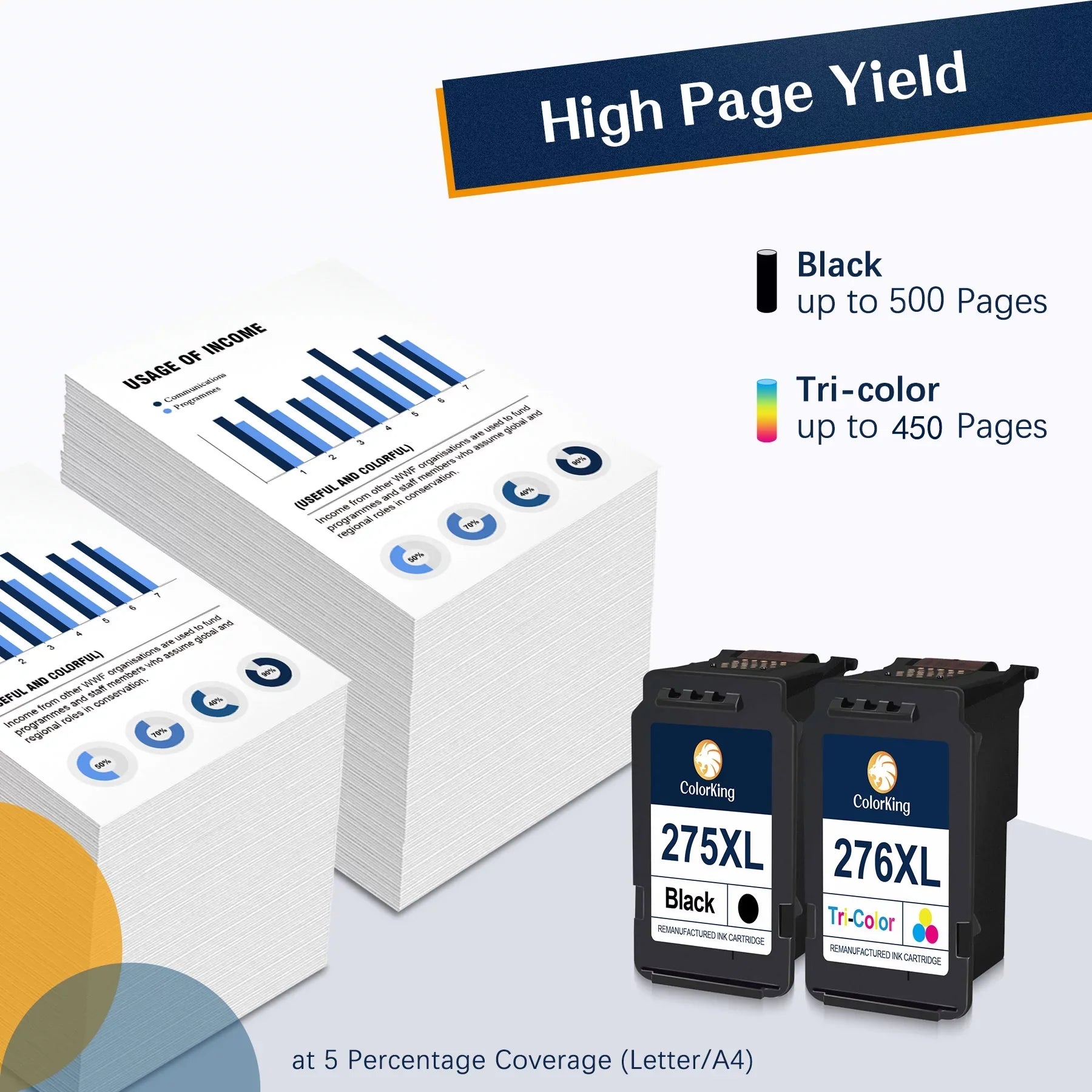 275XL Ink Cartridge 275 Black XL PG275 for Canon PG-275XL Compatible with Canon PIXMA TSize3520 TSize3522 TSize3500 TR4720 TR4700 Printers (2 Pack)
