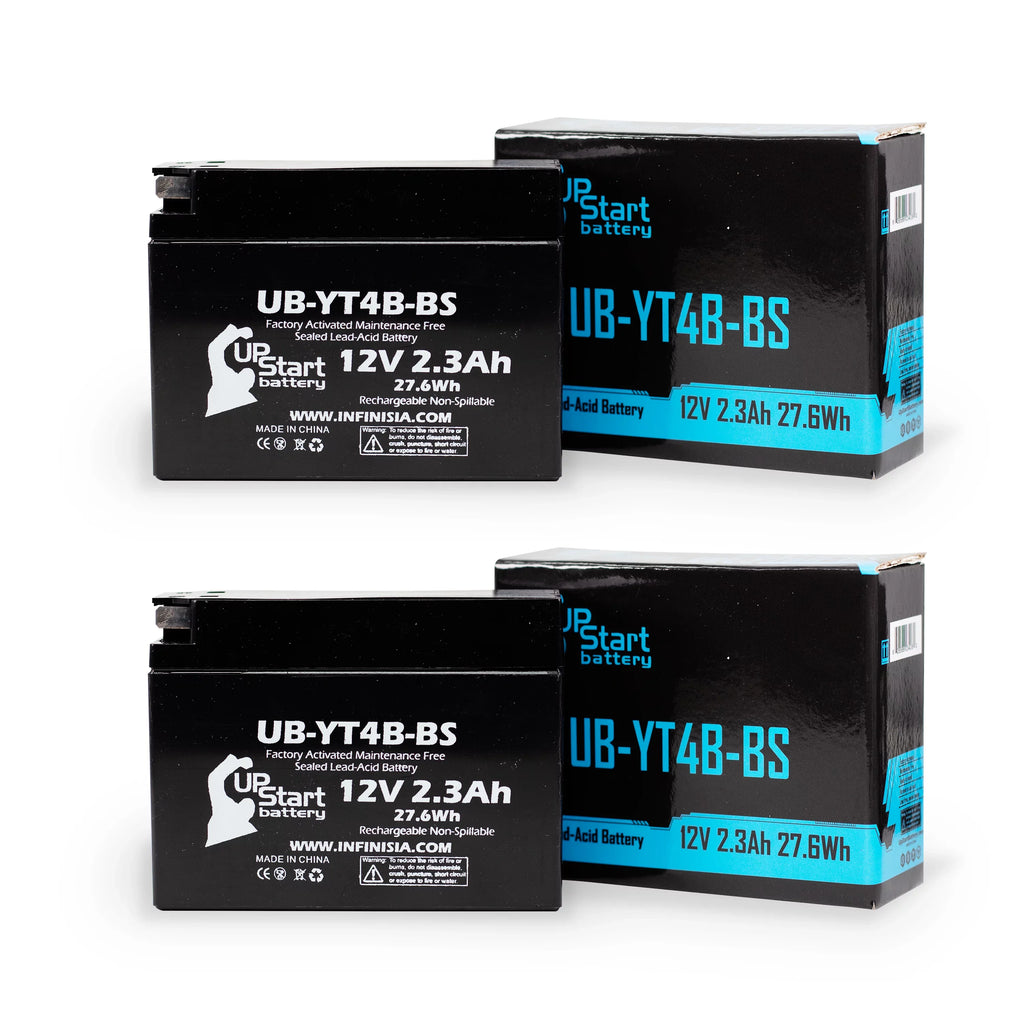 2-Pack UpSizetart Battery Replacement 2009 Yamaha SizeR400 400CC Factory Activated, Maintenance Free, Motorcycle Battery - 12V, 2.3Ah, UB-YT4B-BSize