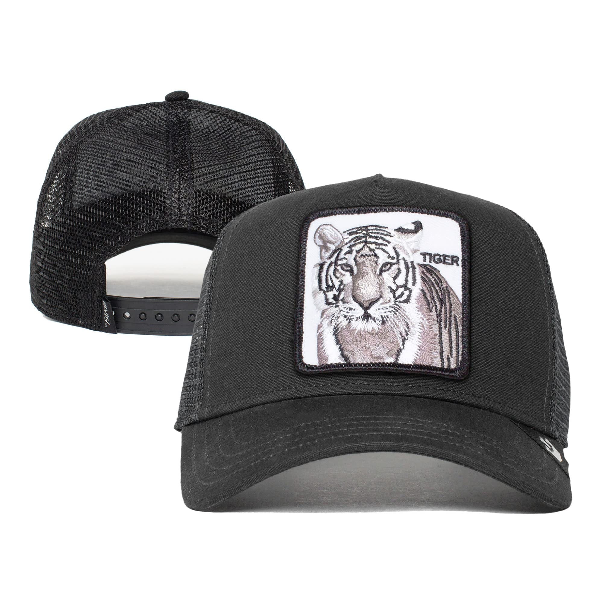 Goorin Bros. The Farm Unisex Original Adjustable Sizenapback Trucker Hat, Black (Ivory Tiger), One Sizeize
