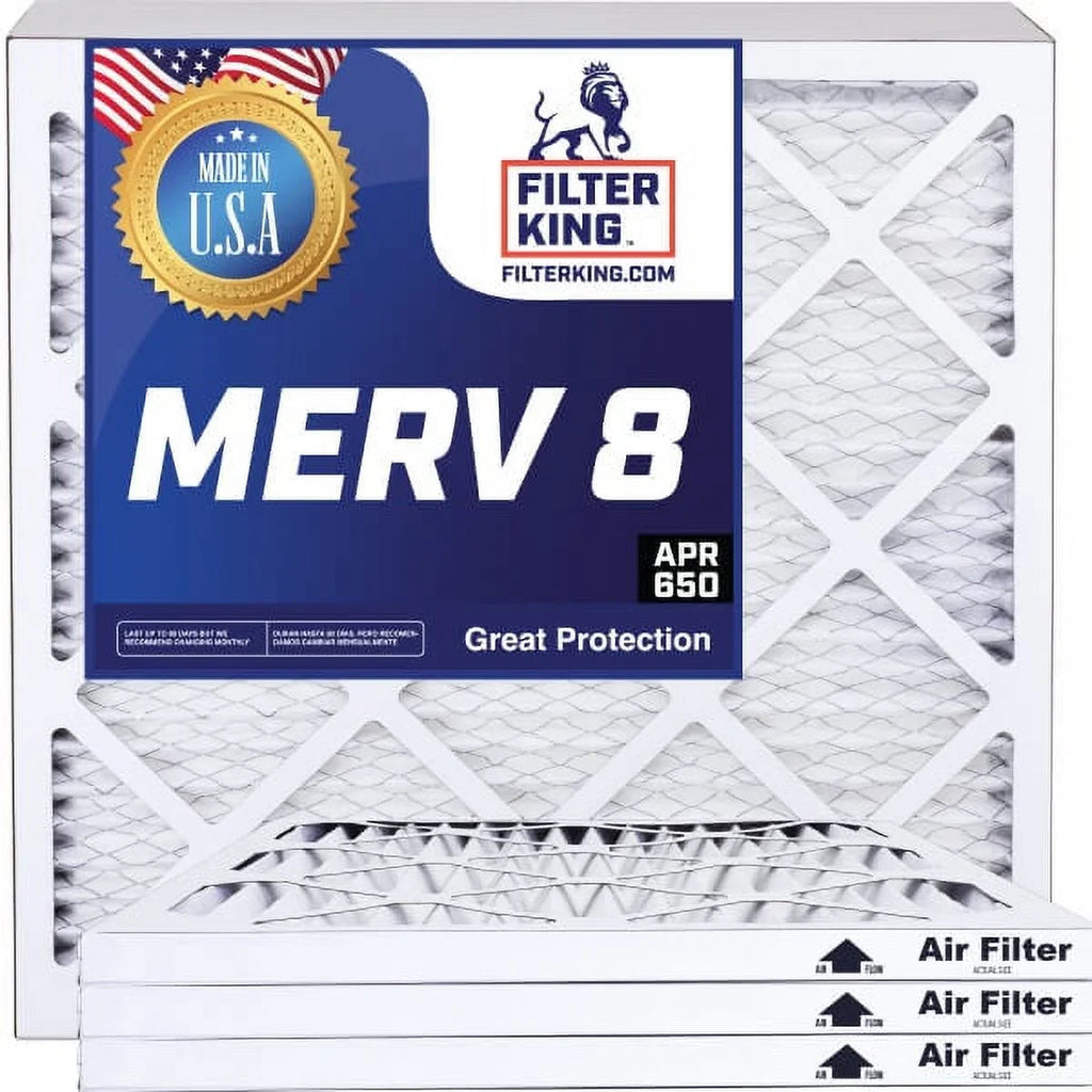 Filter King 24.5x18x1a Air Filter | 4-PACK | MERV 8 HVAC Pleated A/C Furnace Filters | MADE IN USizeA | Actual Sizeize: 24.5 x 18 x .75"