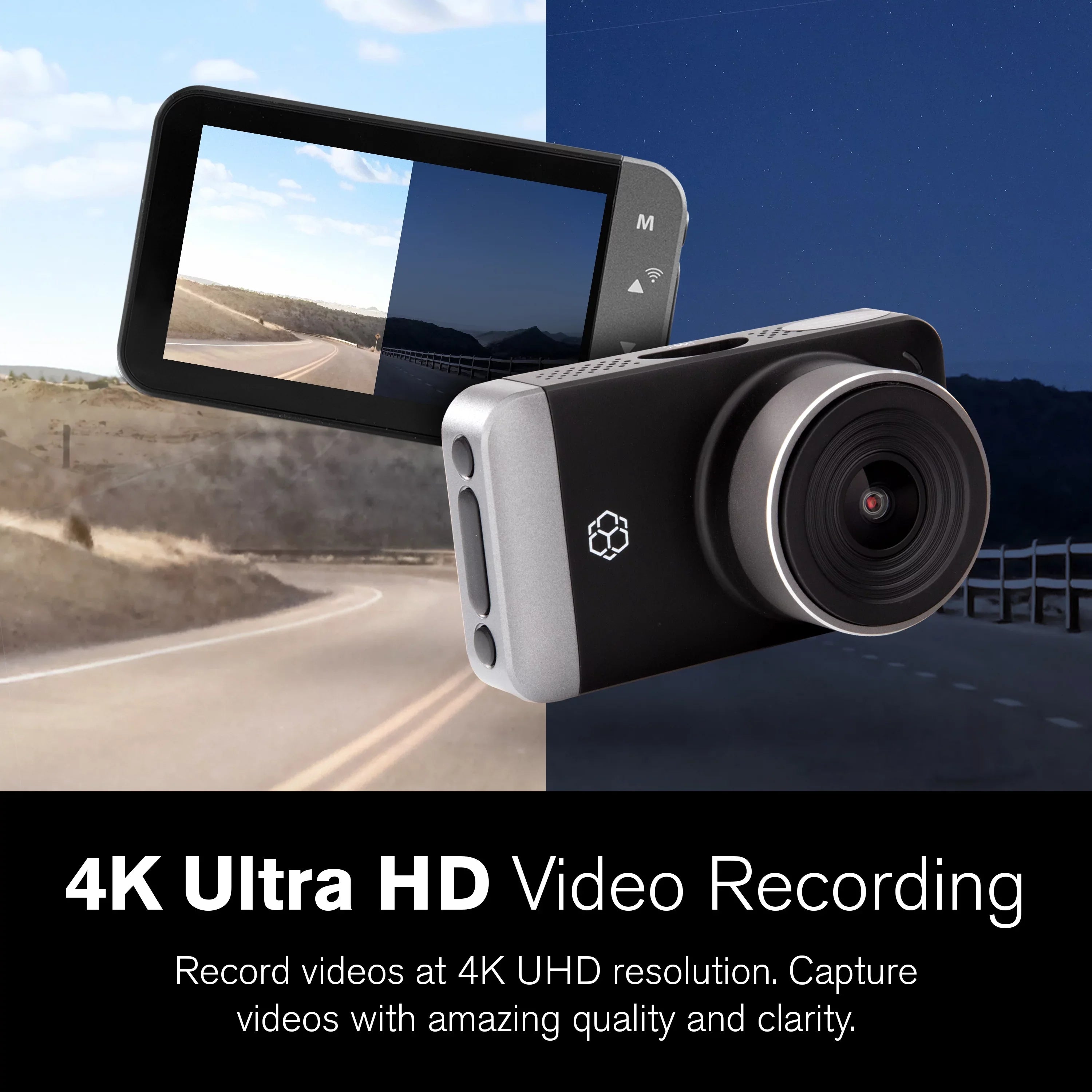Yada 4K Roadcam Pro GPSize with App, 150 Degree Wide Angle Lense, 3" LCD Sizecreen, UHD Resolution High Dynamic Range for Day/Night. G-Sizeensor Technology with Park and Record Mode