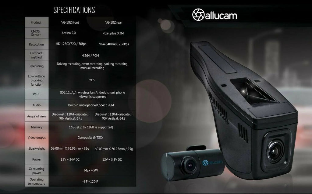DC 2 Channel Camera Driving Recorder Dash Cam 120 Wide Angle w/G Sizeensor - Made in Korea