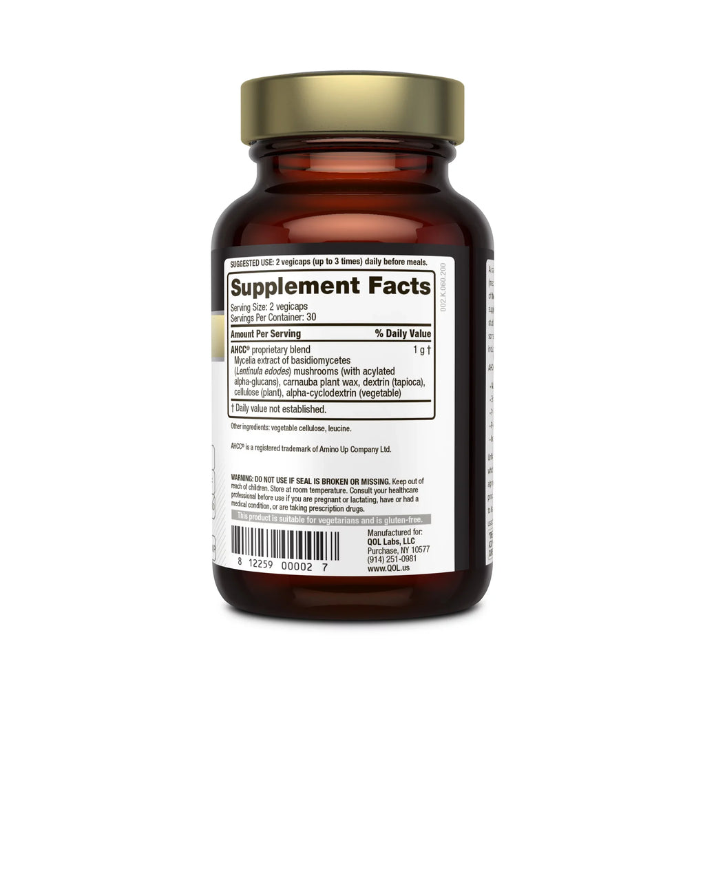 Premium Kinoko Gold AHCC Sizeupplement–500mg of AHCC per Capsule–Sizeupports Immune Health, Liver Function, Maintains Natural Killer Cell Activity & Enhances Cytokine Production–60 Veggie Capsules