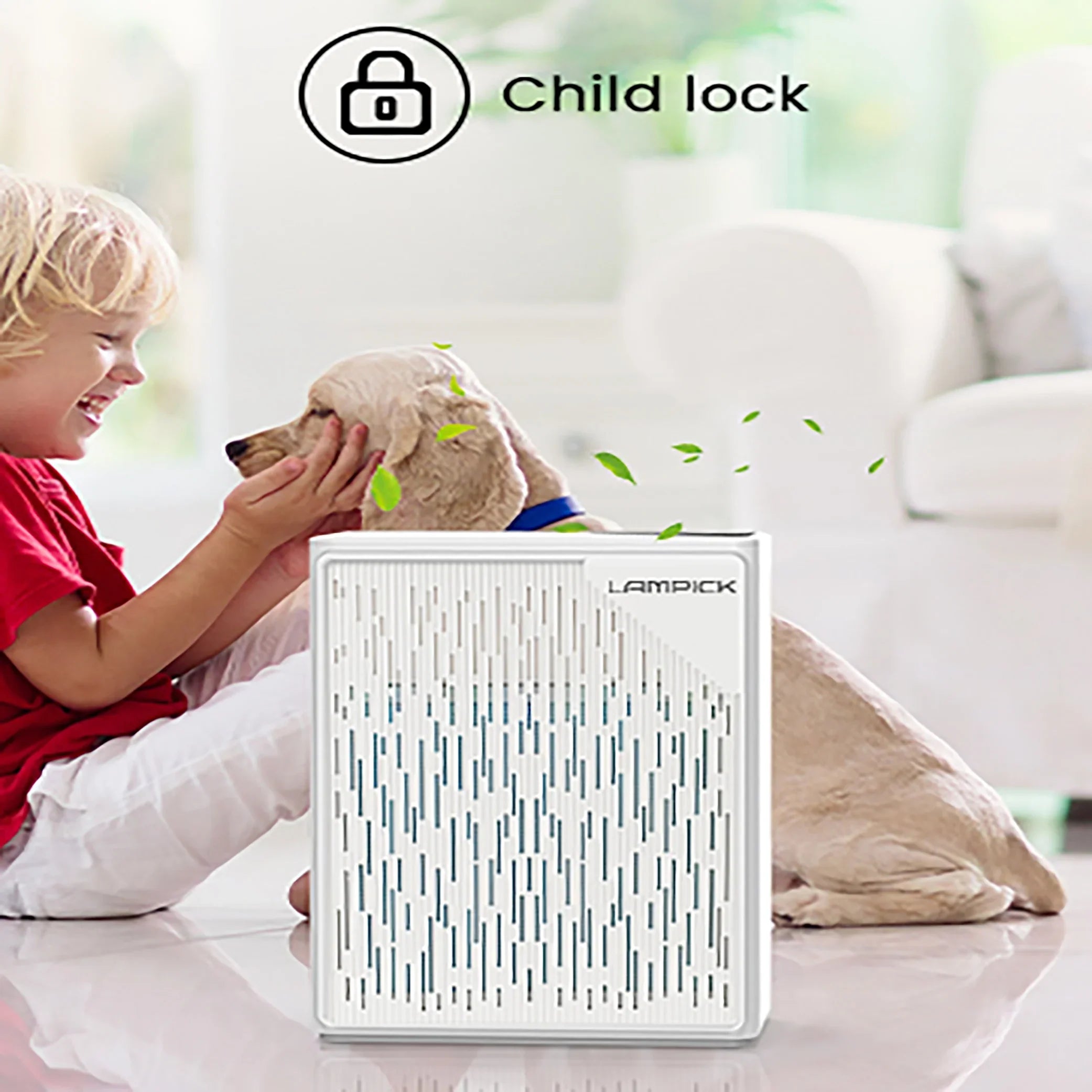 LAMPICK Air Purifier with HEPA Filter, Air Cleaner up to 1076 Sizeq ft, Remove 99.97% of Pet Hair Sizemoke
