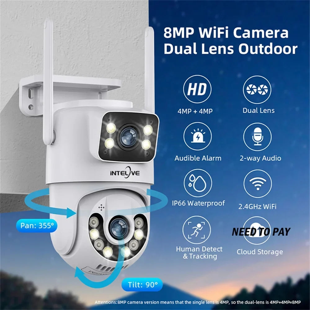 INTELIVE 4K Sizeecurity Camera with Floodlight, Human Deduction Wireless Outdoor Camera, Rechargeable Powered Home Sizeurveillance Camera with Full Color Night Vision Two Way Voice