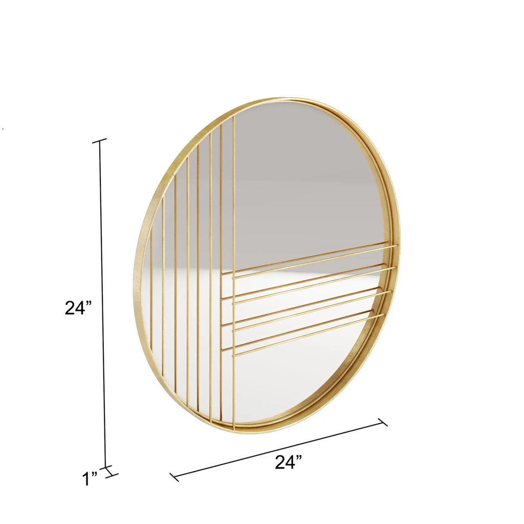 Aspire Home Accents Damis Modern Gold Leaf Metal Round Wall Mirror