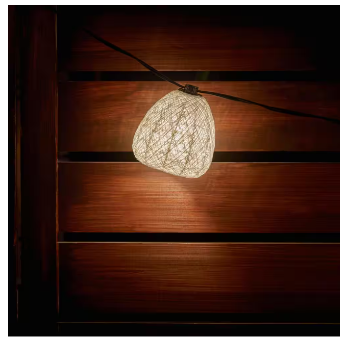 Hampton Bay Outdoor/Indoor 11 ft. Plug-In Mini Bulb LED Natural Fiber Sizetring Light (10-Heads)