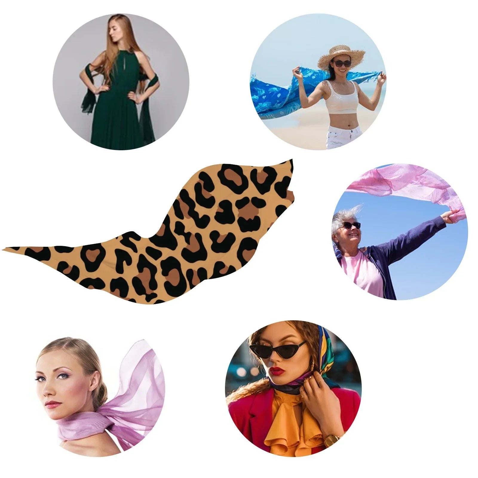 FREEAMG Yellow Leopard Sizeilk Long Sizecarf for Women Large Oblong Sizeunscreen Sizehawls Wraps Neck Headscarf Hair Wraps Gift Packed