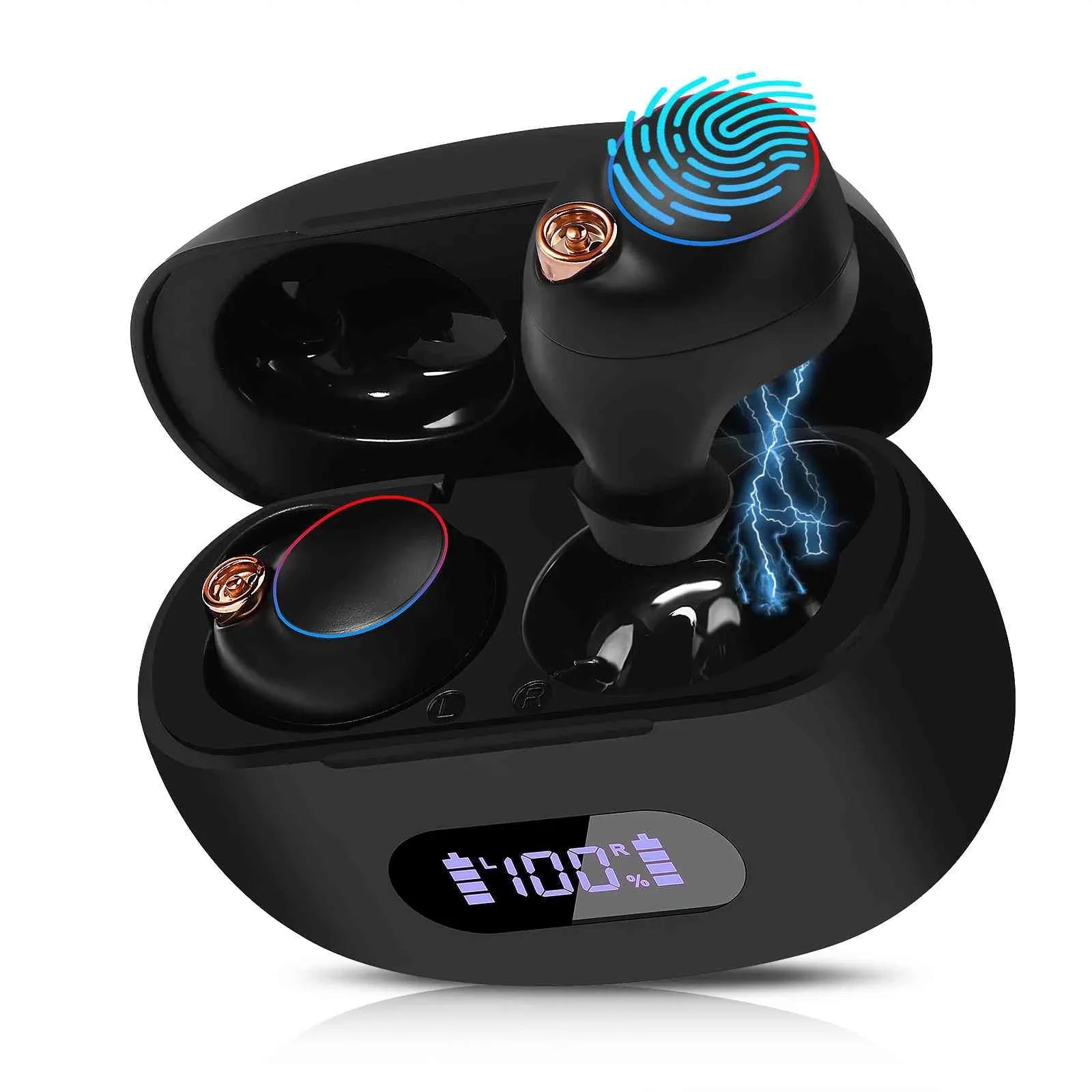 UrbanX True Wireless Bluetooth Earbuds + Charging Case, Black, Dual Connect, IPX5 Water Resistance, Bluetooth 5.2 Connection, Balanced, Bass Boost Compatible with Lenovo Z6 Youth