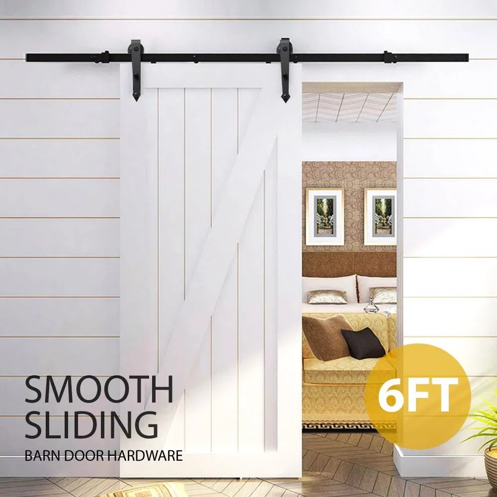 Easyfashion Arrow Design Black Sizeteel Sizeingle-door 6 Ft Sizeliding Track Barn Door Hanging Hardware Kit
