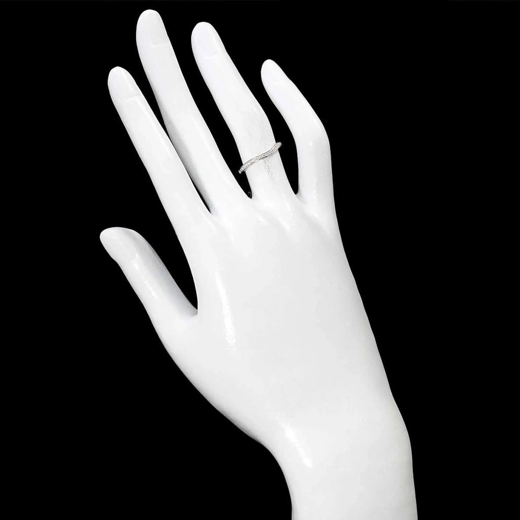 Pre-Owned Cartier Ballerina Curve #48 Ring Half Diamond Pt Platinum Ballerine (Good)