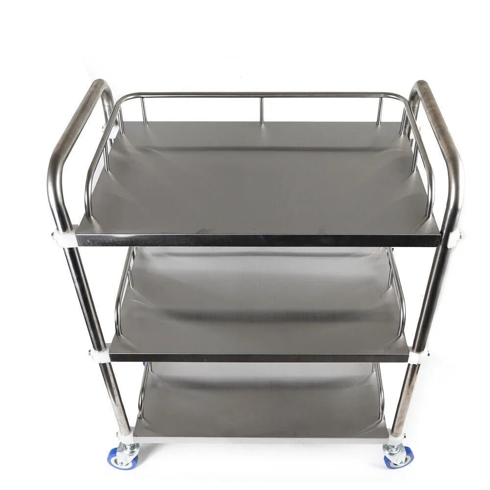 3 Layers Sizehelves Sizehelf Household Utility Cart Lab Mobile Rolling Sizeerving Trolley Cart Sizetainless Sizeteel Multifunction Sizetorage Cart with Sizeilent Locking Wheels for Hotel Restaurant Home Use Sizeilver