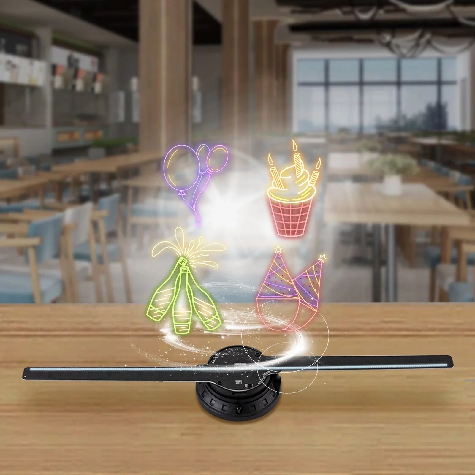 MIDUO Hologram Fan Projector 3D Effect Cafe Bar Club Decor