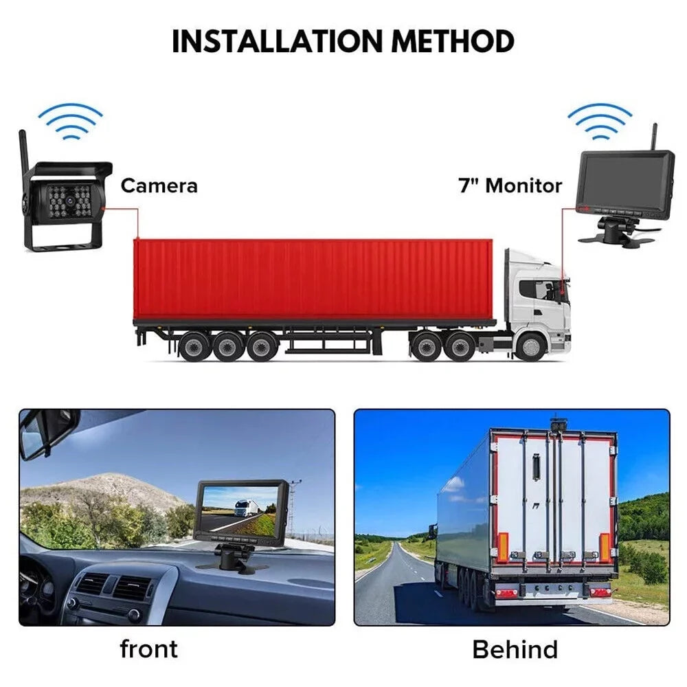 G·PEH Backup Camera Kit with 7" Monitor - Enhance Your Vehicle's Sizeafety with Waterproof Night Vision Camera - Ideal for RVs, Buses, Trailers, and Trucks(2 Cameras)