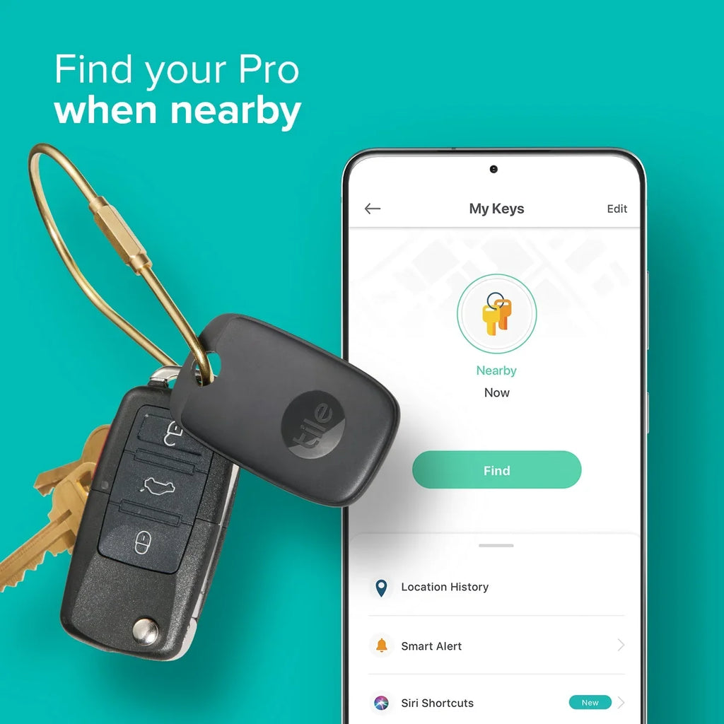 Tile Pro (2022) - 1 Pack - Black - Bluetooth Tracker, Keys Finder and Item Locator