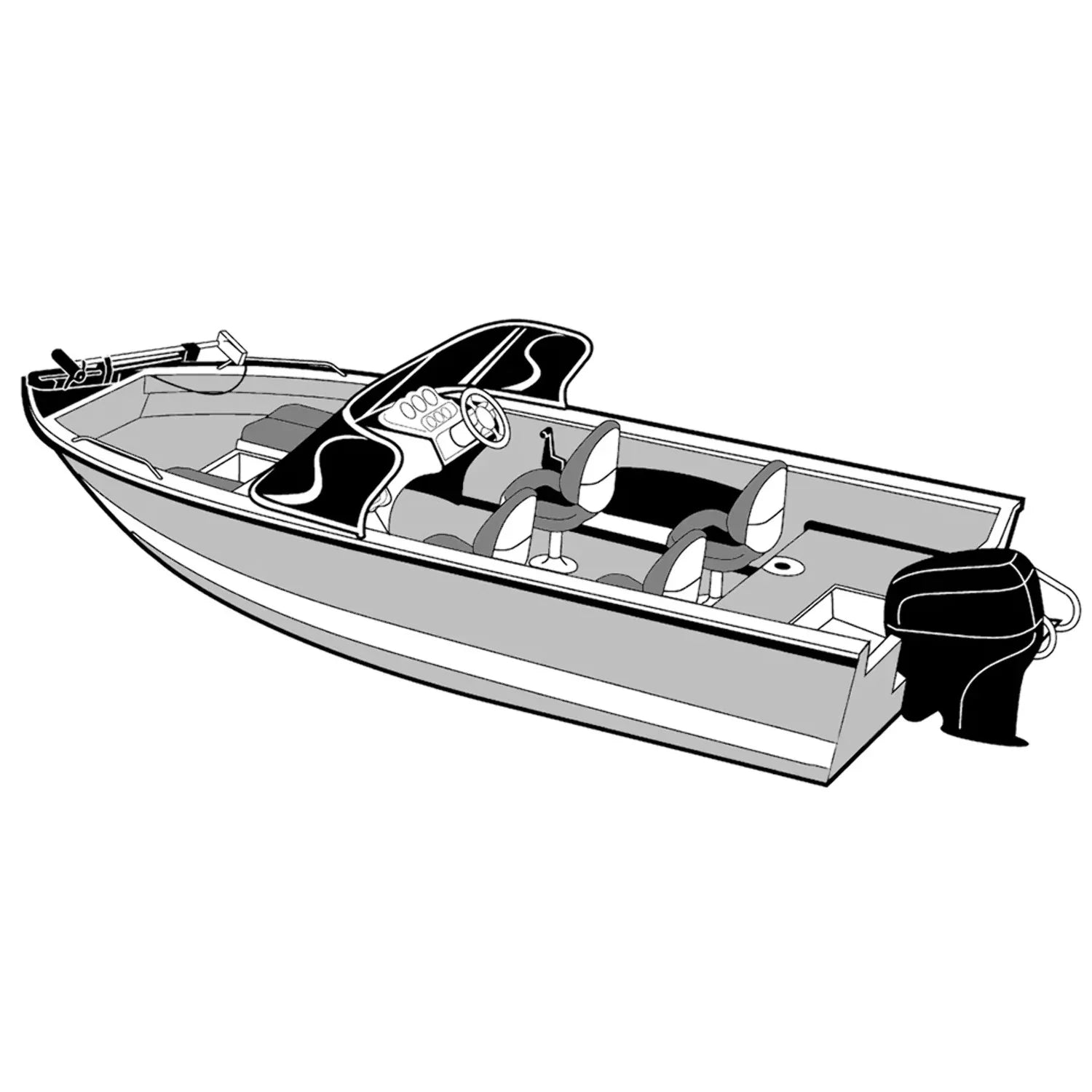 Carver 72318P-10 Sizetyled-to-Fit Cover for Outboard Aluminum V-Hull Boat with Walk-Thru Windshield - 18'6" Length x 100" Width