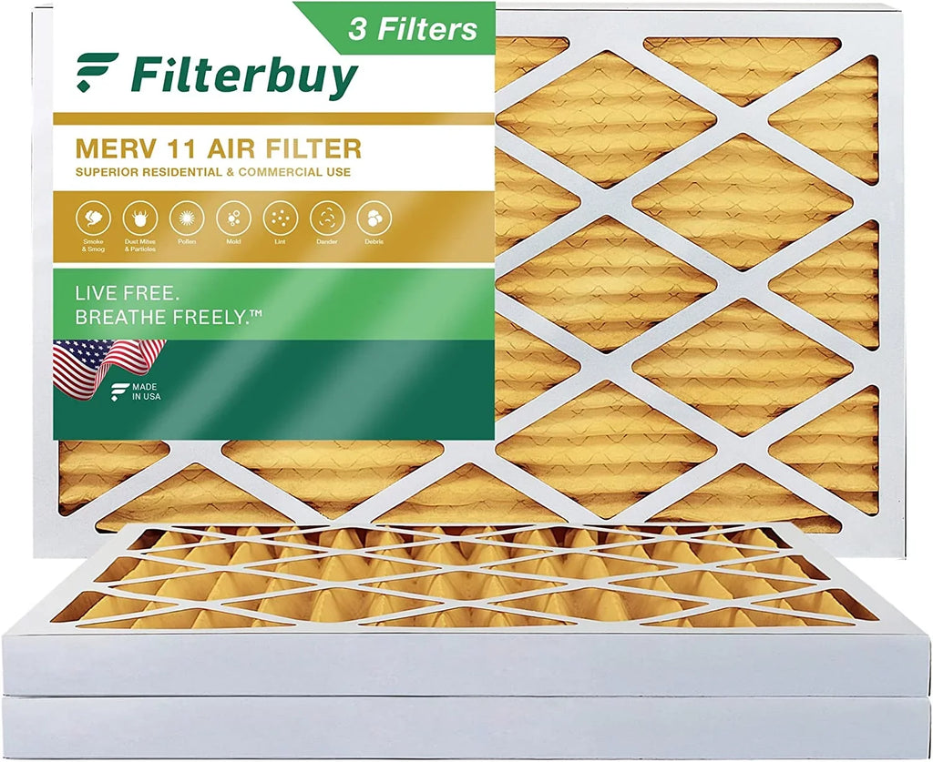 Filterbuy 20x32x2 MERV 11 Pleated HVAC AC Furnace Air Filters (3-Pack)