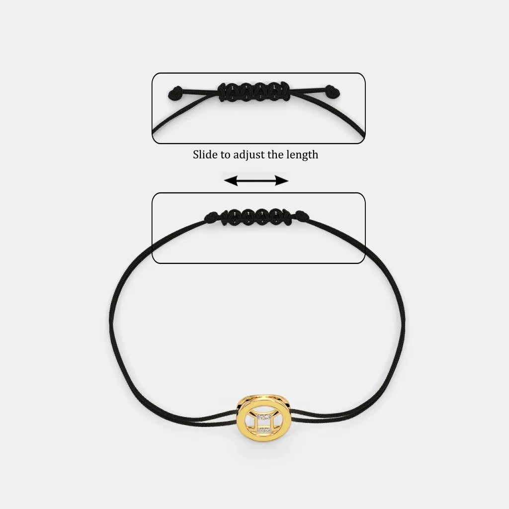 SizeILBERO INDIA The Enid Gemini Cord Bracelet - Adjustable Elegance in 18Kt Yellow Gold