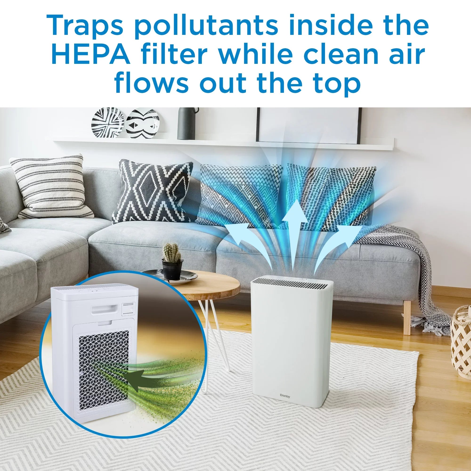 Danby DAP152BAW-I Air Purifier up to 210 sq. ft. in Ivory with True Hepa Filter to reduce smoke and pollutants