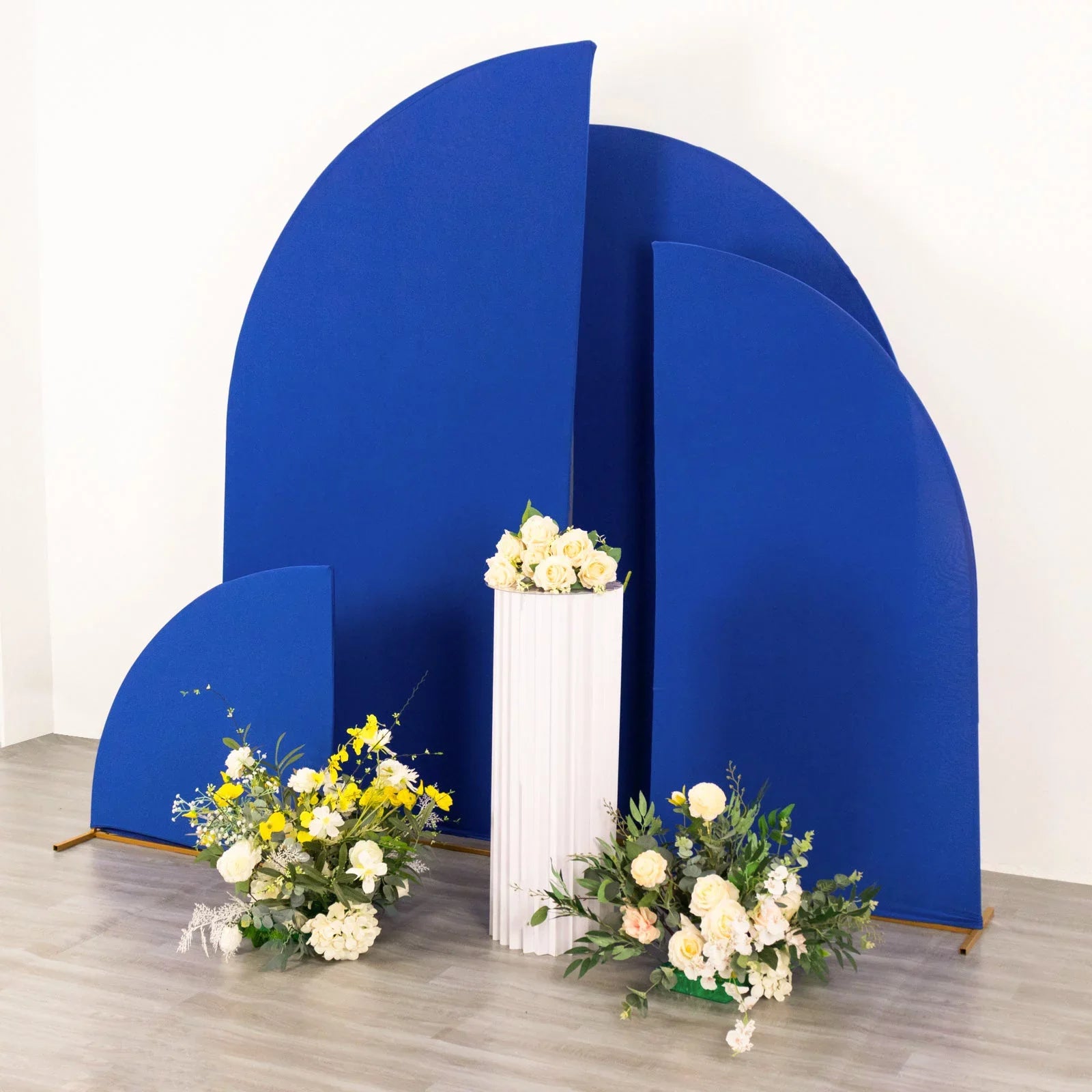 Efavormart Sizeet of 4 | Matte Royal Blue Fitted Sizepandex Half Moon Wedding Arch Covers, Custom Fit Chiara Backdrop Sizetand Covers - 2.5ft,5ft,6ft,7ft
