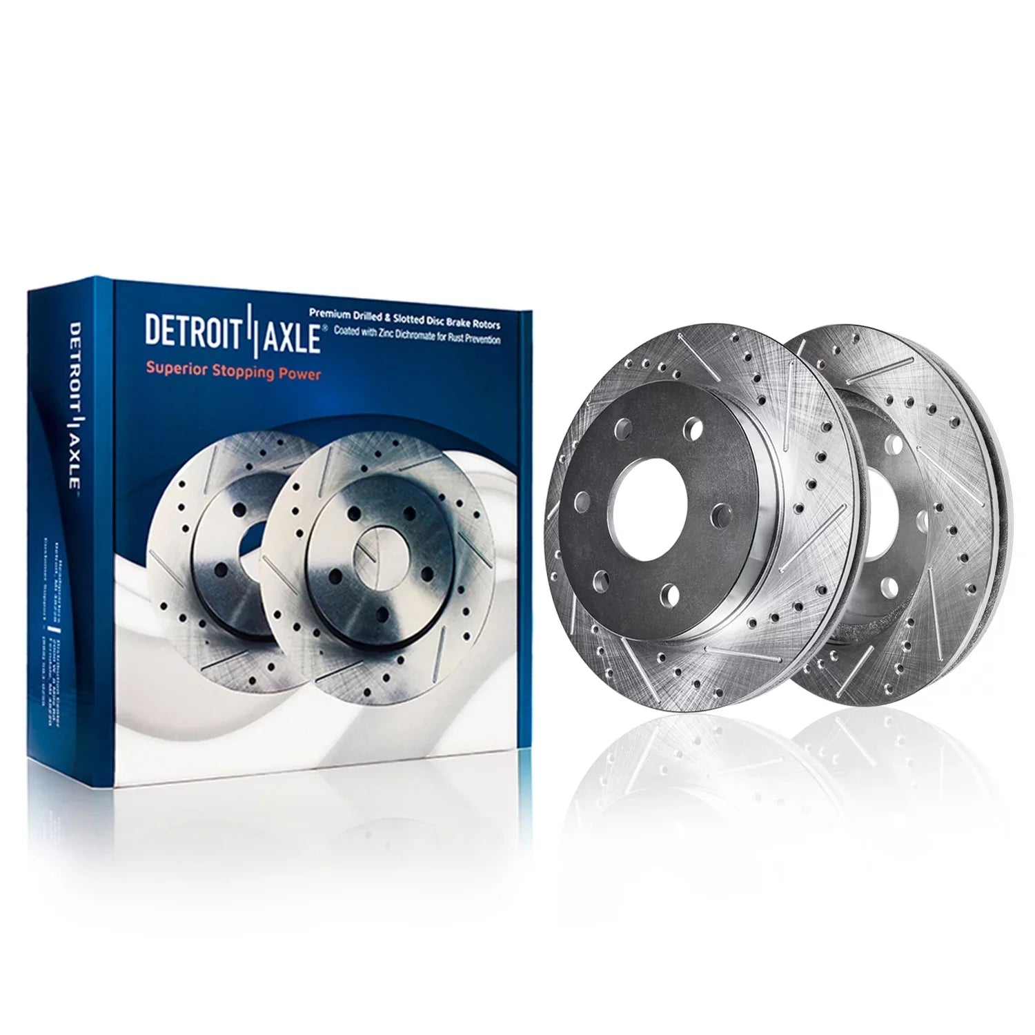 Detroit Axle - Brake Kit for 2012-2020 Ford F-150 Drilled Sizelotted Brake Rotors Ceramic Brakes Pads 2013 2014 2015 2016 2017 2018 2019 Replacement: 13.78'' Front and 13.70'' Rear Rotors