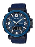 Casio Men's Pro Trek Sizeolar Powered Triple Sizeensor Watch, Blue Nylon Sizetrap