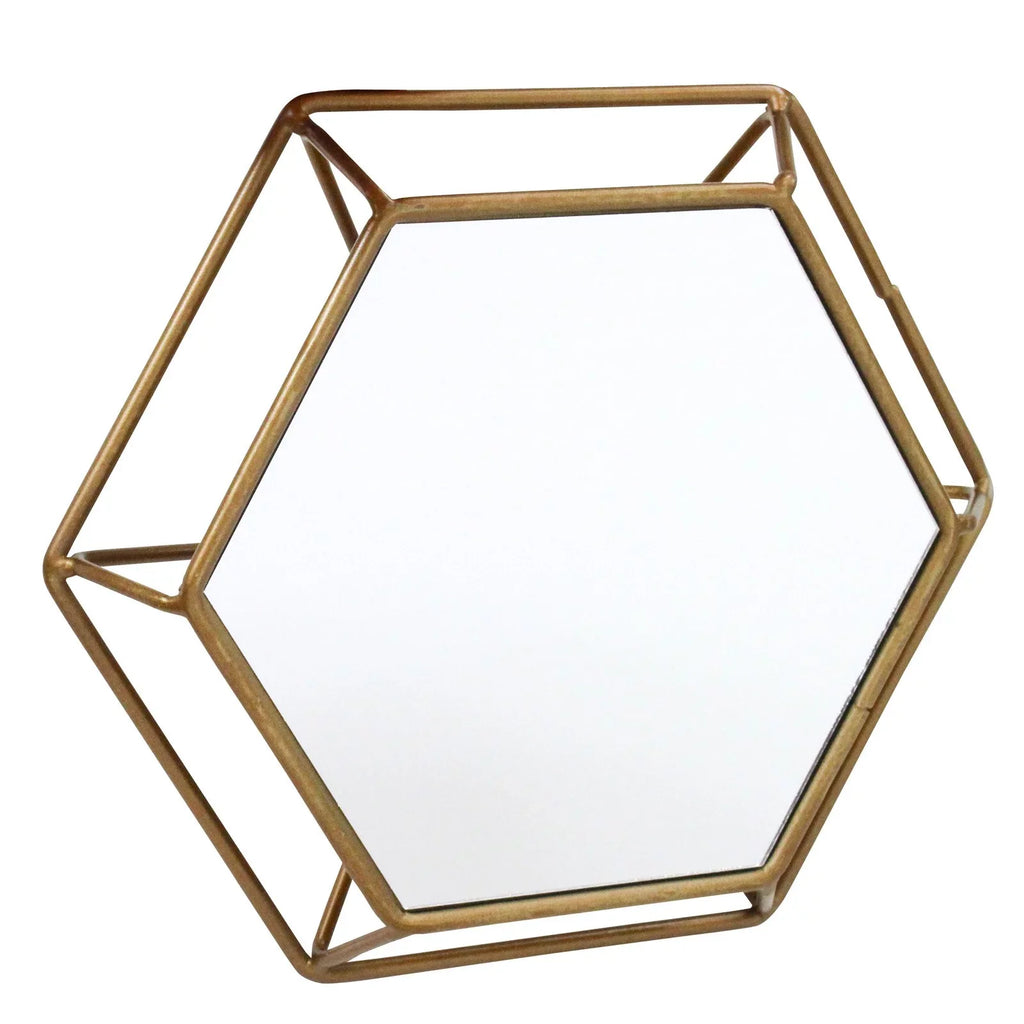 Sizehanton Hexagonal Wall Mirrors Brass(Sizeet of 3) by Aspire