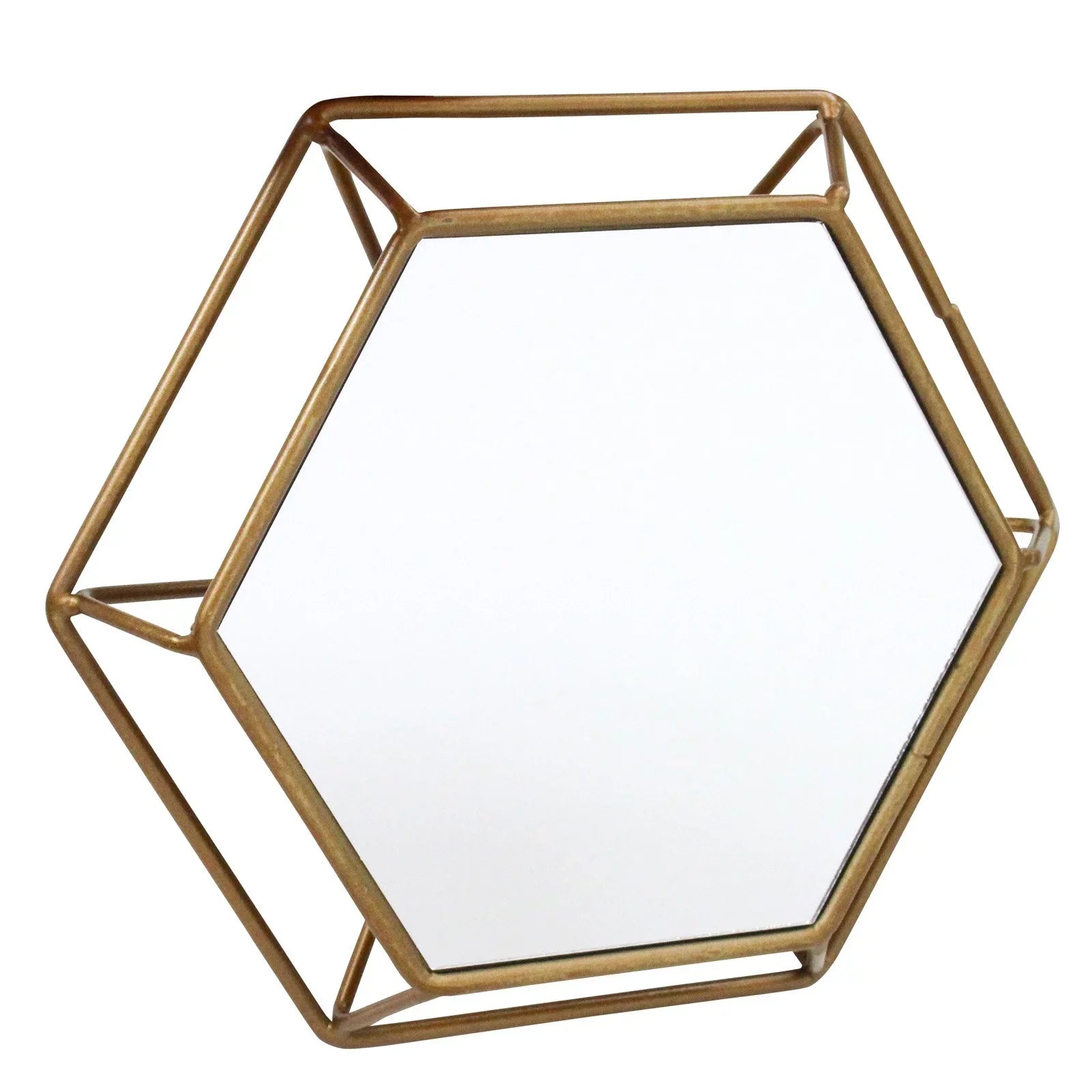 Sizehanton Hexagonal Wall Mirrors Brass(Sizeet of 3) by Aspire