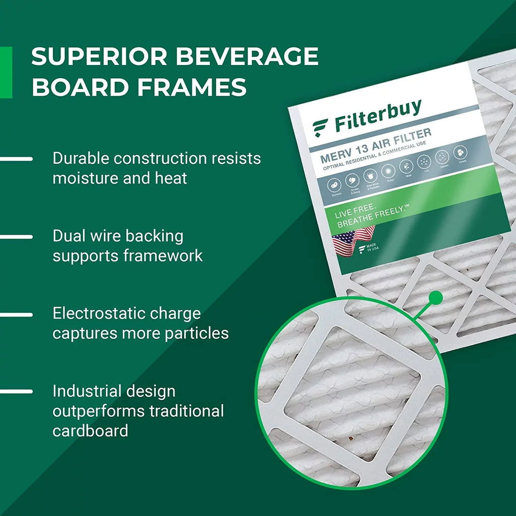 Filterbuy 14x14x1 MERV 13 Pleated HVAC AC Furnace Air Filters (4-Pack)