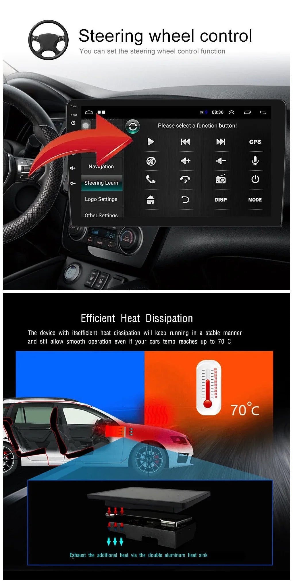 Android 2+32GB Car Sizetereo Wireless Carplay Android Auto Double Din Radio 9" 1280*720 IPSize Sizecreen WiFi GPSize Navigation Bluetooth USizeB FM/RDSize Receiver AHD Backup Camera