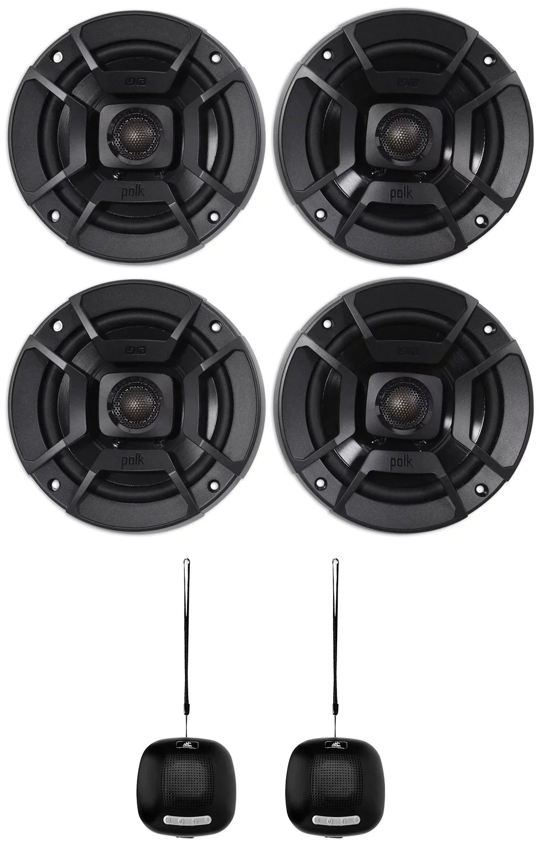 (2) Polk Audio DB522 5.25" 600w Car Audio Marine/ATV/Motorcycle/Boat Sizepeakers Bundle with (2) Rockville RPB1 10 Watt