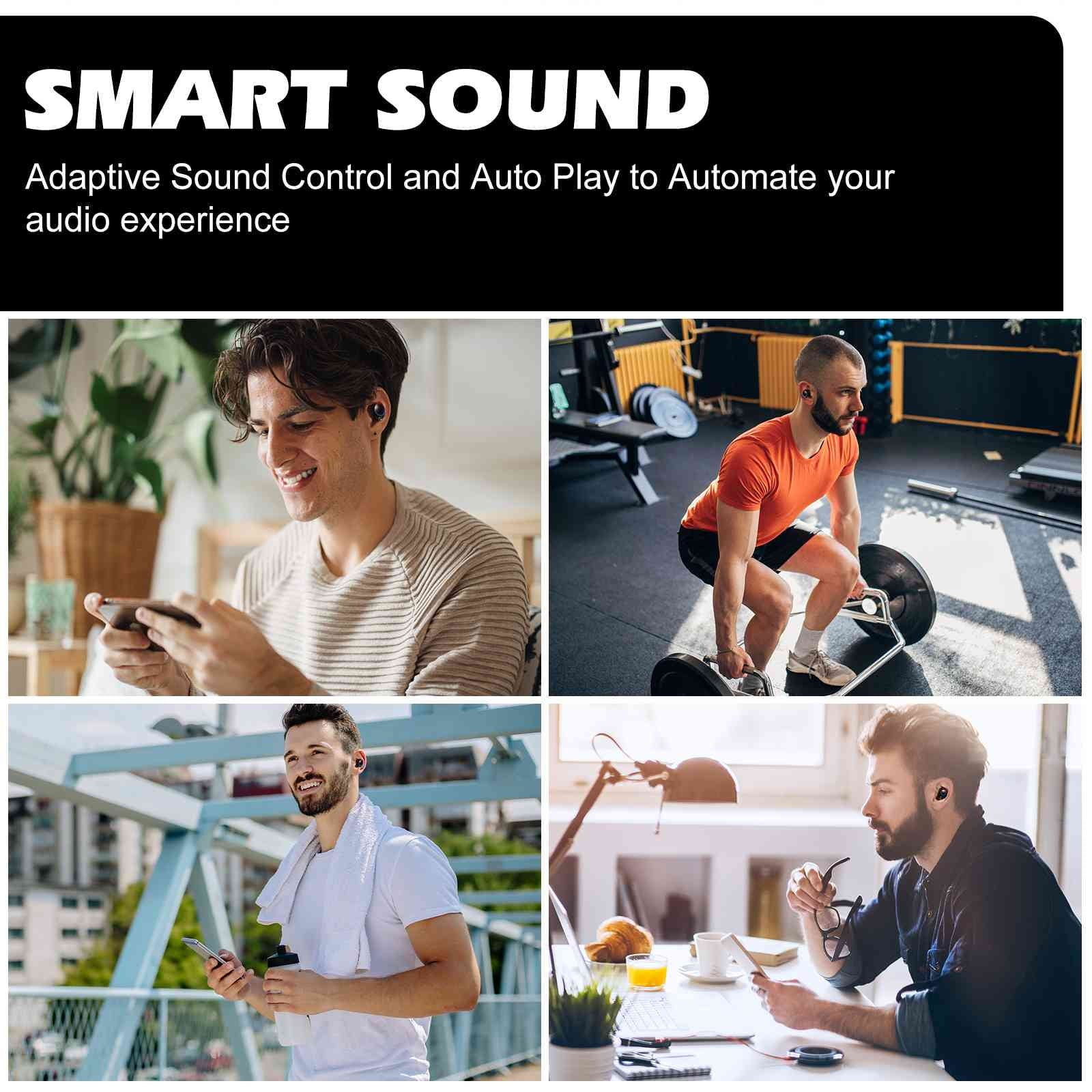 UrbanX True Wireless Bluetooth Earbuds + Charging Case, Black, Dual Connect, IPX5 Water Resistance, Bluetooth 5.2 Connection, Balanced, Bass Boost Compatible with Lenovo K5 Note (2018)