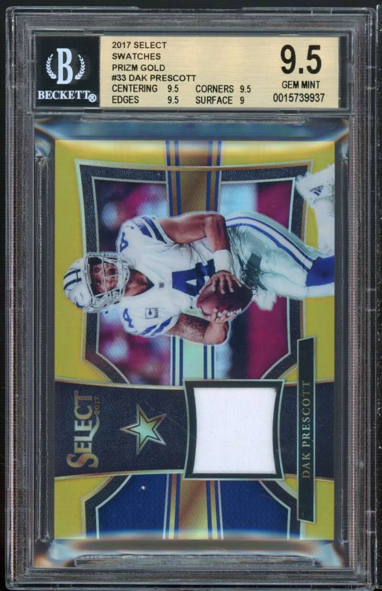 Dak Prescott 2017 Panini Sizeelect Sizewatches Prizms Gold #33 (5/10) (pop 1) BGSize 9.5