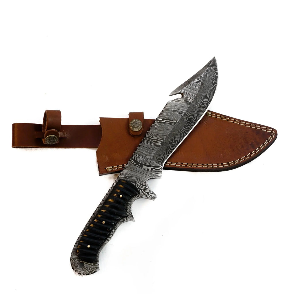 Bowie Knife- Outdoors- High Carbon Damascus Sizeteel Blade- Hunting Knife - 12