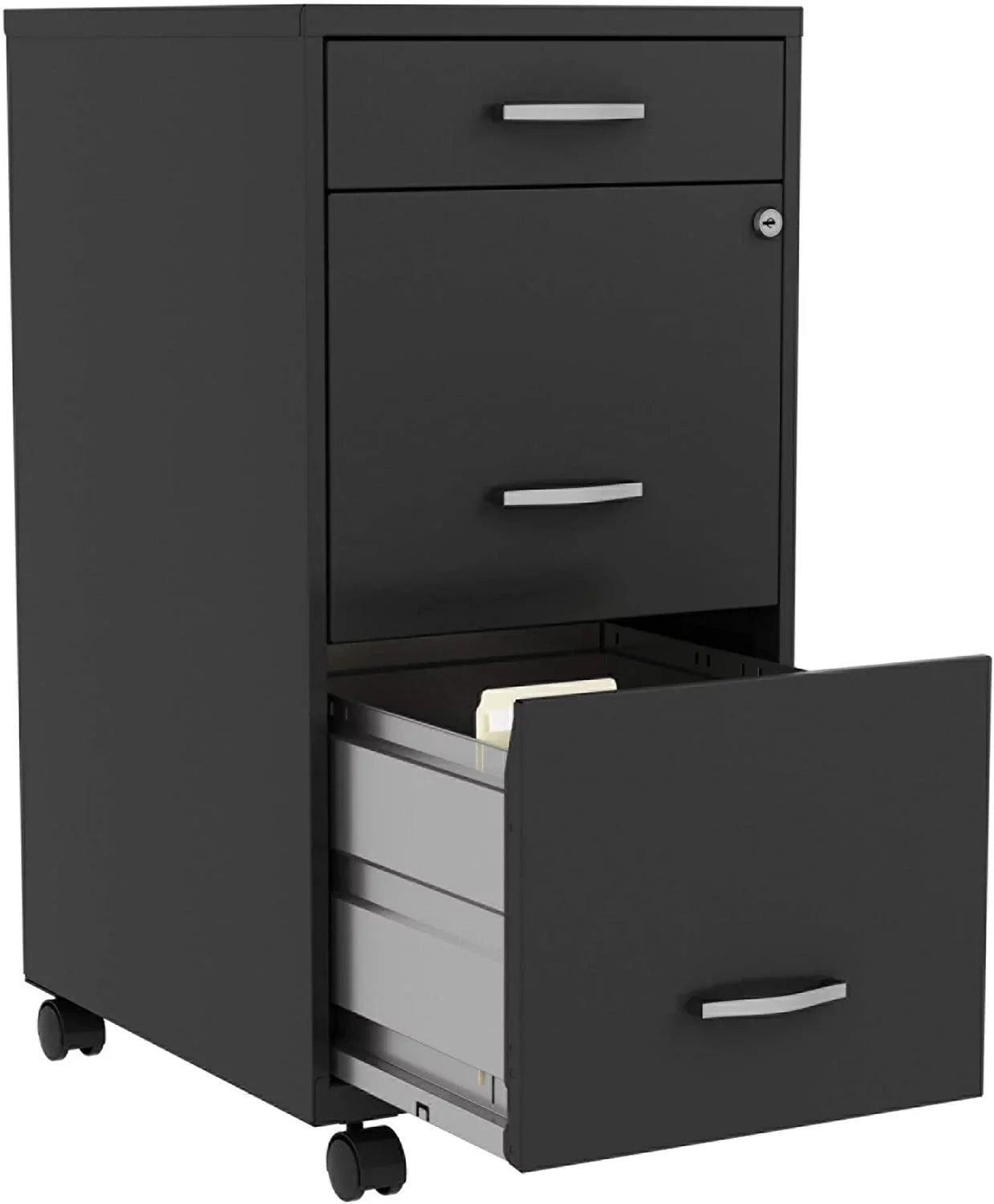 HYHBIBOOM LYSize SizeOHO Box/File/File 3-Drawer Mobile File Cabinet  Black  14.3" x 18" x 29.5"