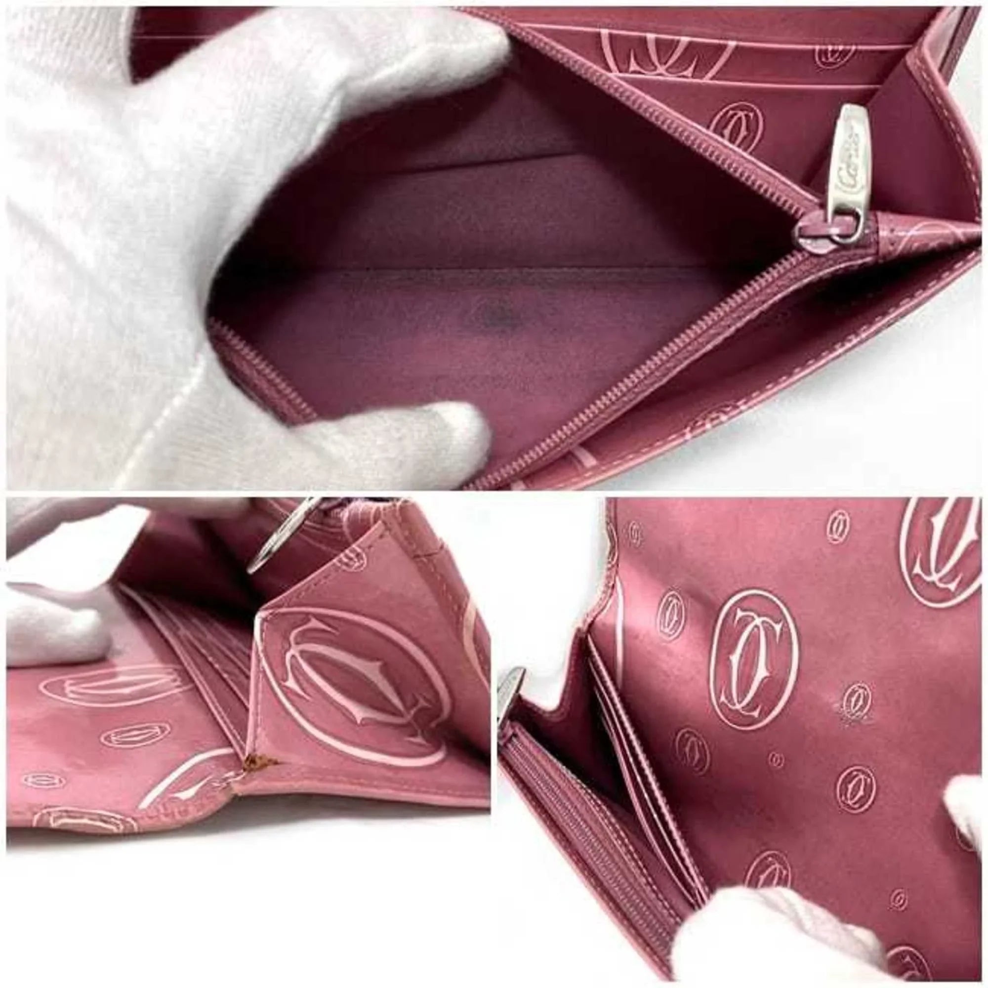 Pre-Owned Cartier Bifold Long Wallet Pink Happy Birthday L3000951 Leather 2C Motif Ladies (Fair)