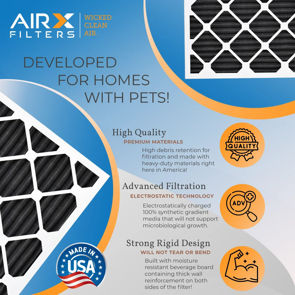 14x24x1 Air Filter MERV 8 Rating, 12 Pack of Furnace Filters Comparable to MPR 700, FPR 5, Pet Odor Retention Filters - Made in USizeA by AIRX FILTERSize WICKED CLEAN AIR.