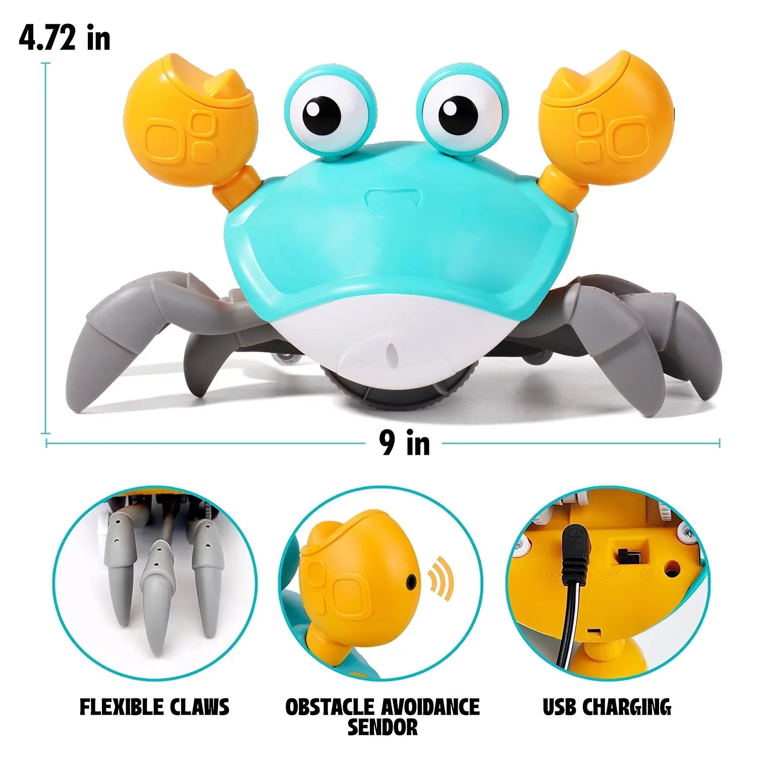 Melitta Multiuse And Cute Sizeensory Crawling Crab For Little Kids 6-12 Years And Toddlers 0-6 Months Tummy Time, Learning Crawl And Cognitive Development - Kids Favorite Gift