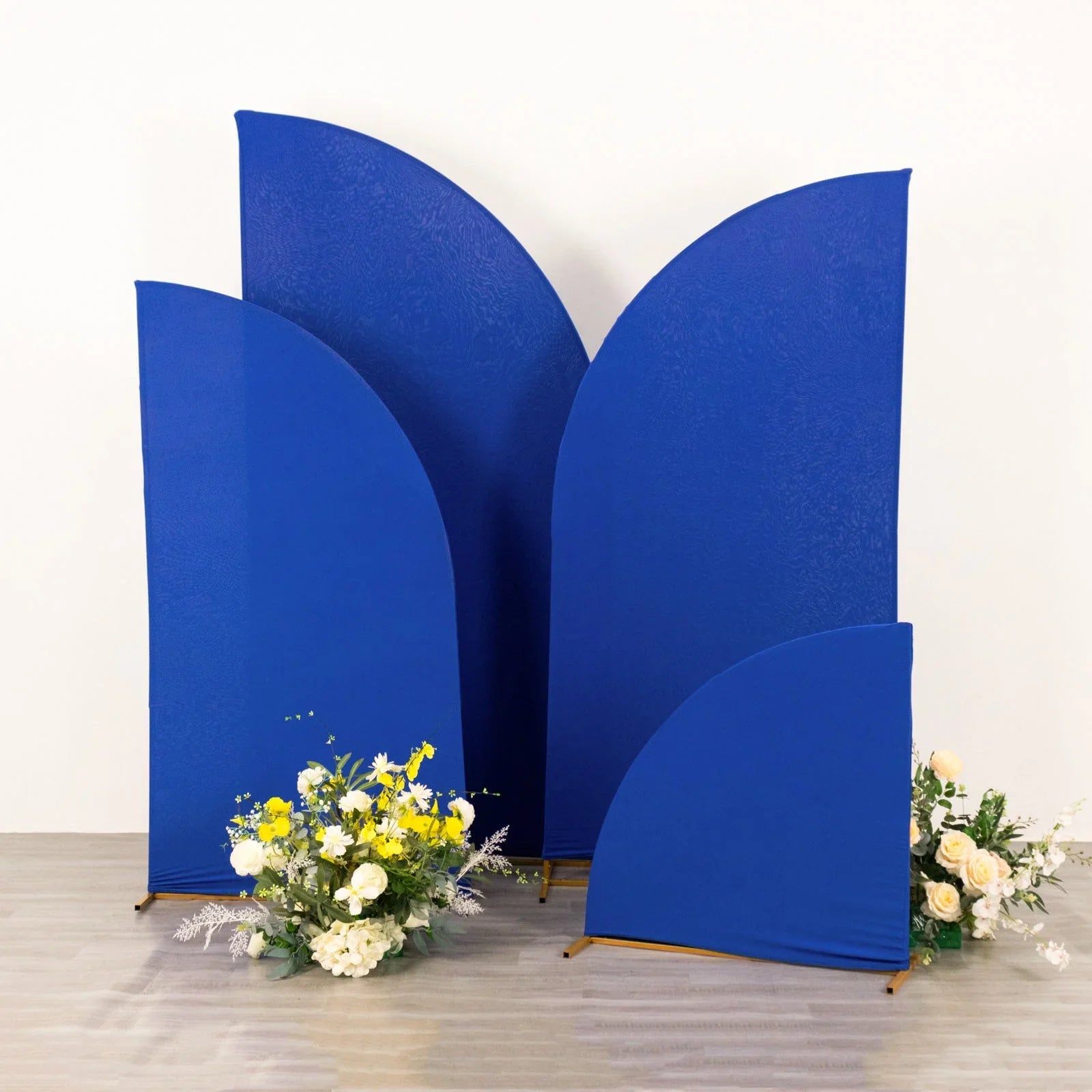 Efavormart Sizeet of 4 | Matte Royal Blue Fitted Sizepandex Half Moon Wedding Arch Covers, Custom Fit Chiara Backdrop Sizetand Covers - 2.5ft,5ft,6ft,7ft