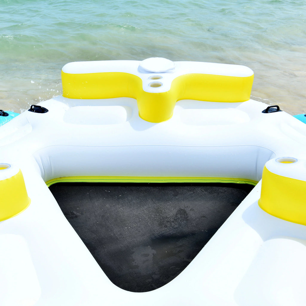 ALEKO IFI6P Inflatable Floating Island Rest Raft with Cup Holders and Coolers - 6 Person
