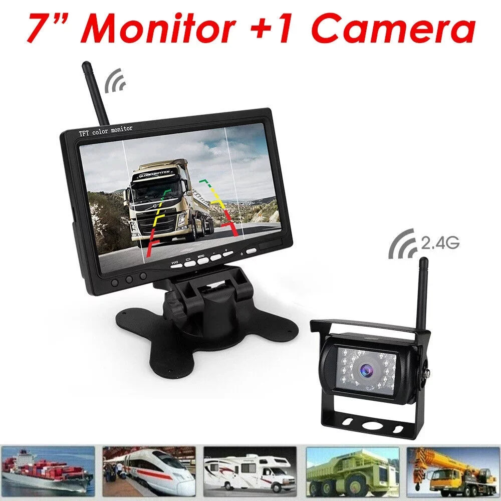 G·PEH Backup Camera Kit with 7" Monitor - Enhance Your Vehicle's Sizeafety with Waterproof Night Vision Camera - Ideal for RVs, Buses, Trailers, and Trucks(2 Cameras)