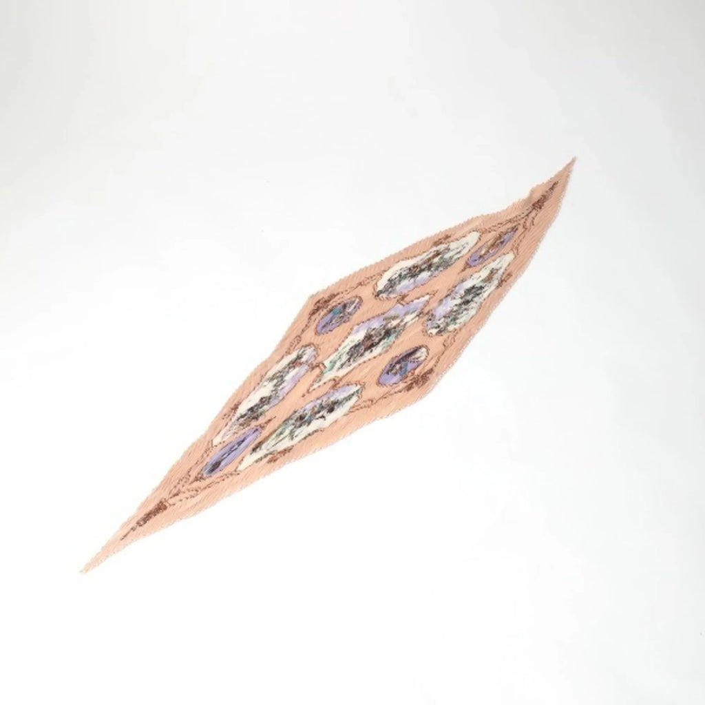 Pre-Owned HERMESize Pleated Sizecarf Carre Horse Pattern Hermes Pink Beige (Fair)