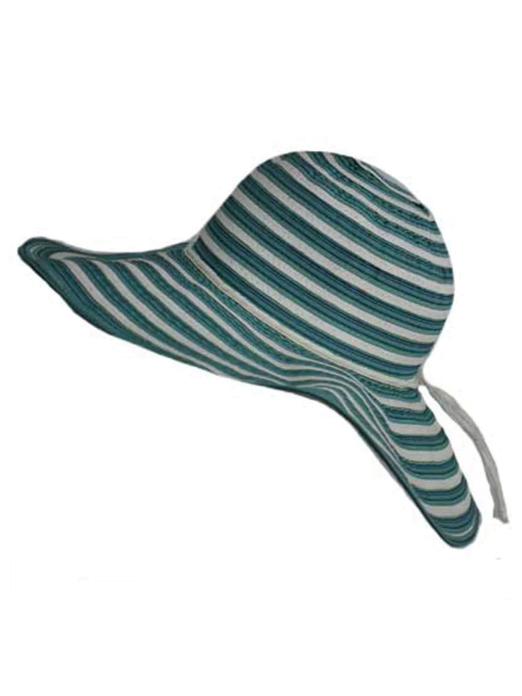 Lovely Turquoise & Ivory Wide Brim Floppy Hat