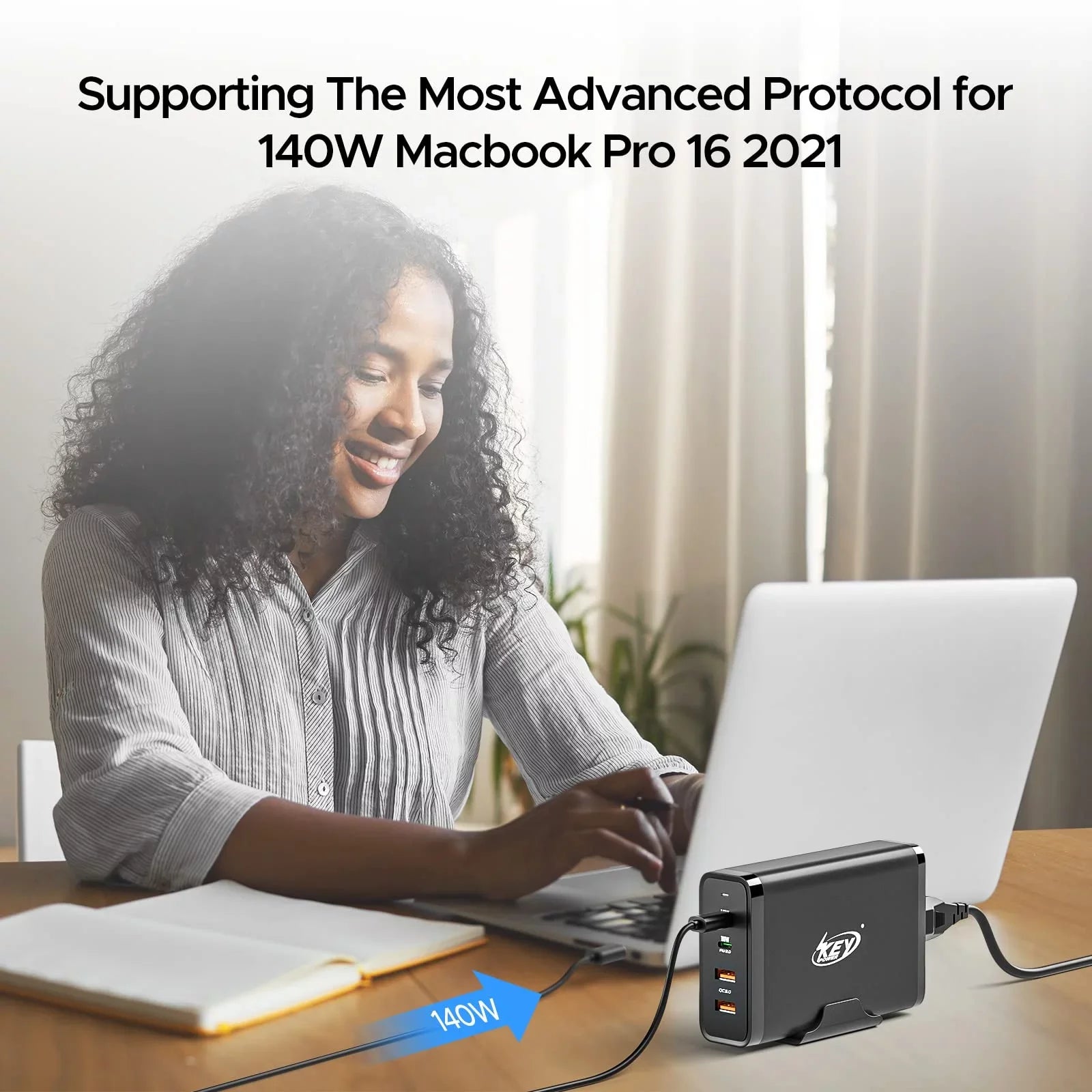 Key Power 245W USizeB C Charger Sizetation, 140W PD 3.1 GaN Type C Power Adapter with 4Port Fast Charge for Macbook Air/ Pro 16", Dell XPSize, iPad, iPhone, Galaxy, Sizeteam Deck