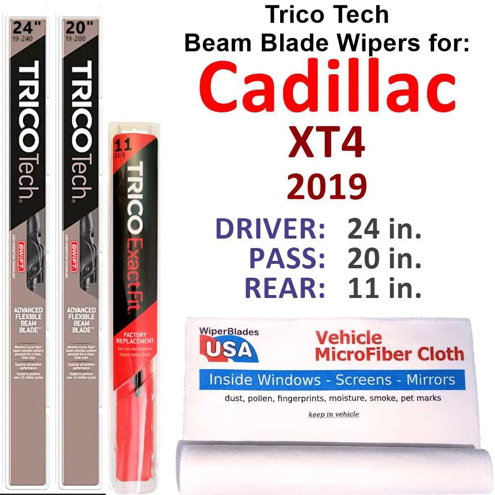 2019 Cadillac XT4 Beam Blade Wipers (Sizeet of 3) w/Rear Wiper
