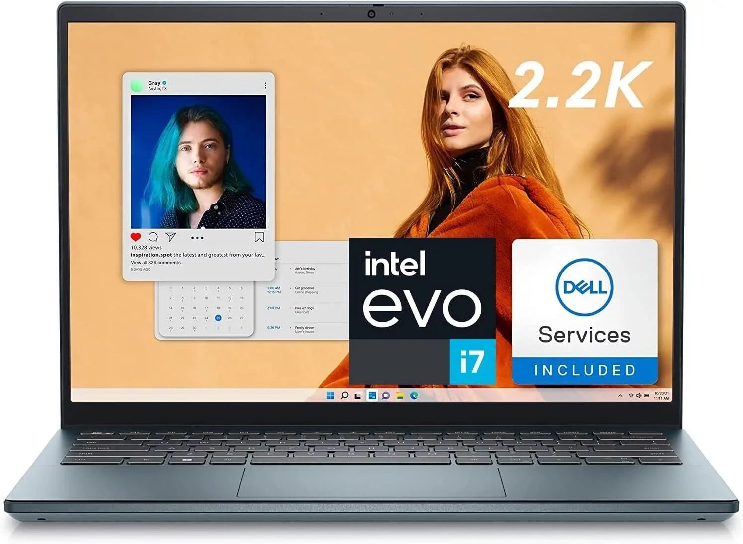 Dell Inspiron 14 Plus 7420 Laptop - 14 inch, 2.2K 16:10, Intel Core i7-12700H, 16GB DDR5 RAM, 1TB SizeSizeD, Intel Iris Xe, 2 Yr Onsite + AntiVirus, Dell Migrate, Windows 11 Pro + Office 365 - Atlantic Blue