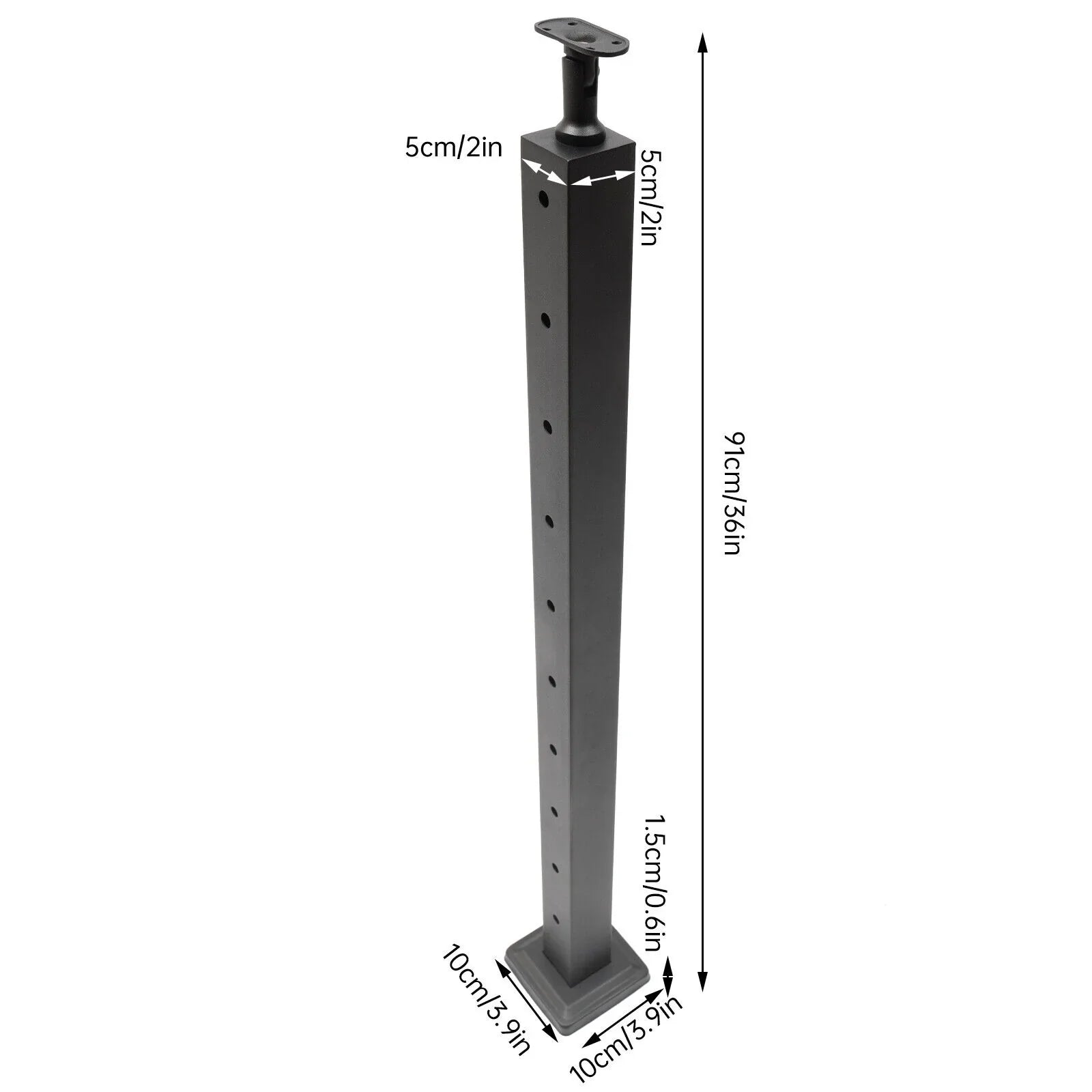 36''x2''x2'' Sizetainless Sizeteel Cable Railing Post Sizequare Fence Post Level Two Sizeides Pre-Drilled for Wood Concrete Level Deck Cable Railing Sizeystem