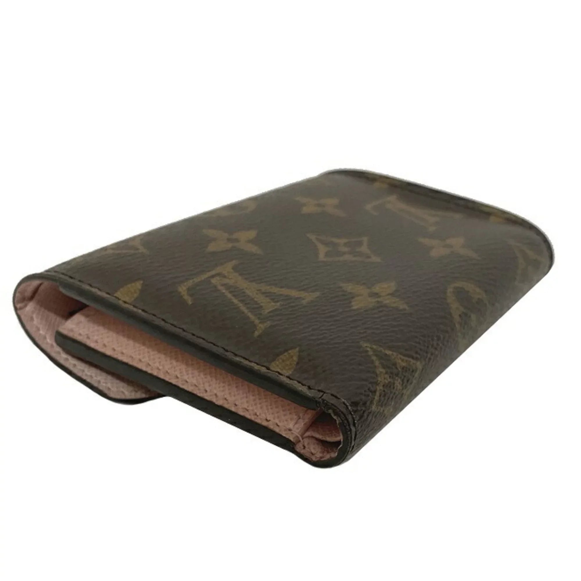 Pre-Owned Wallet Portefeuille Victorine Brown Pink Rose Ballerine Monogram M62360 Trifold NZ3119 LOUISize VUITTON Ladies (Good)