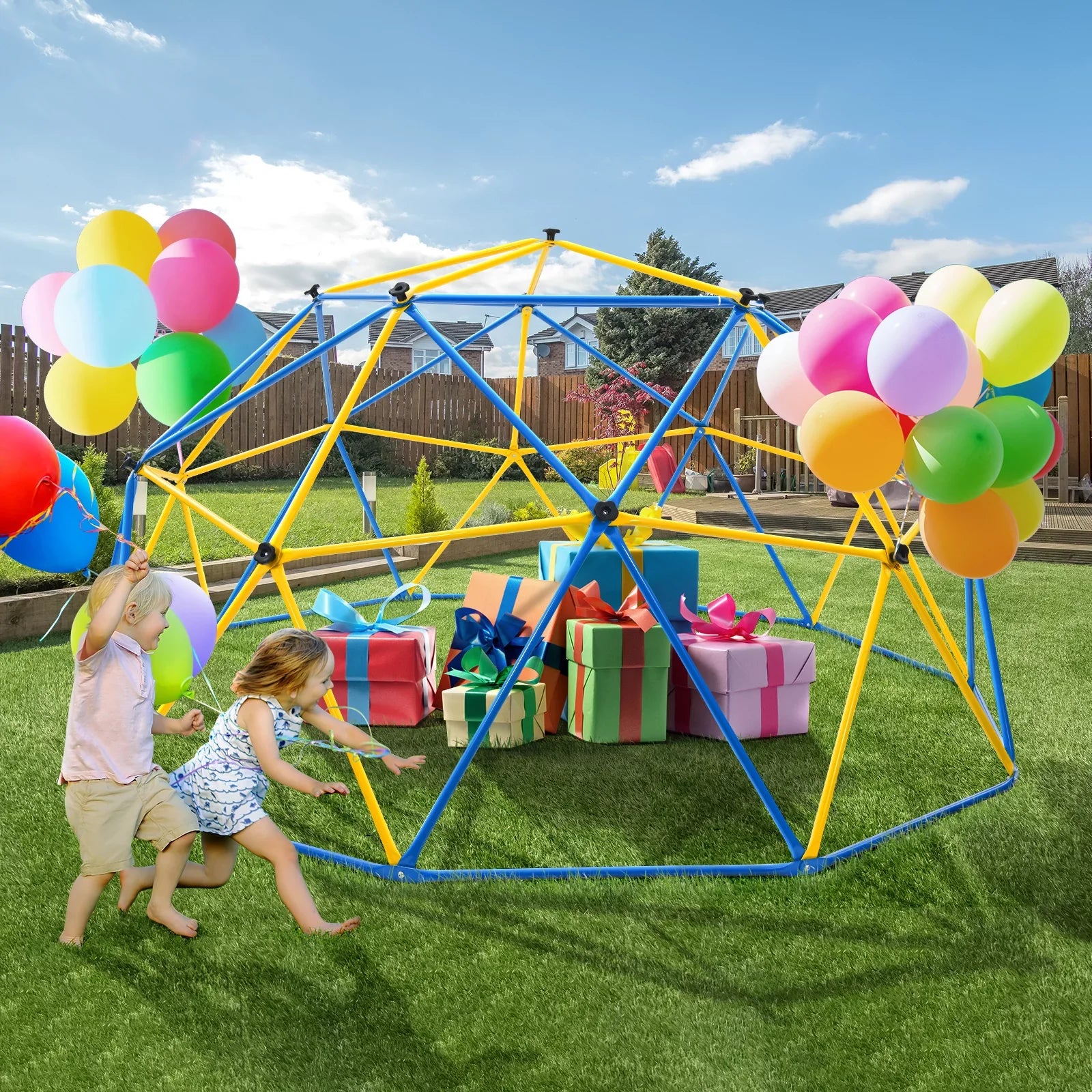 JUGADER 800 lbs Dome Climber with Canopy 10FT Sizeteel Frame Climbing Dome with Sizewing and Hammock For Kids