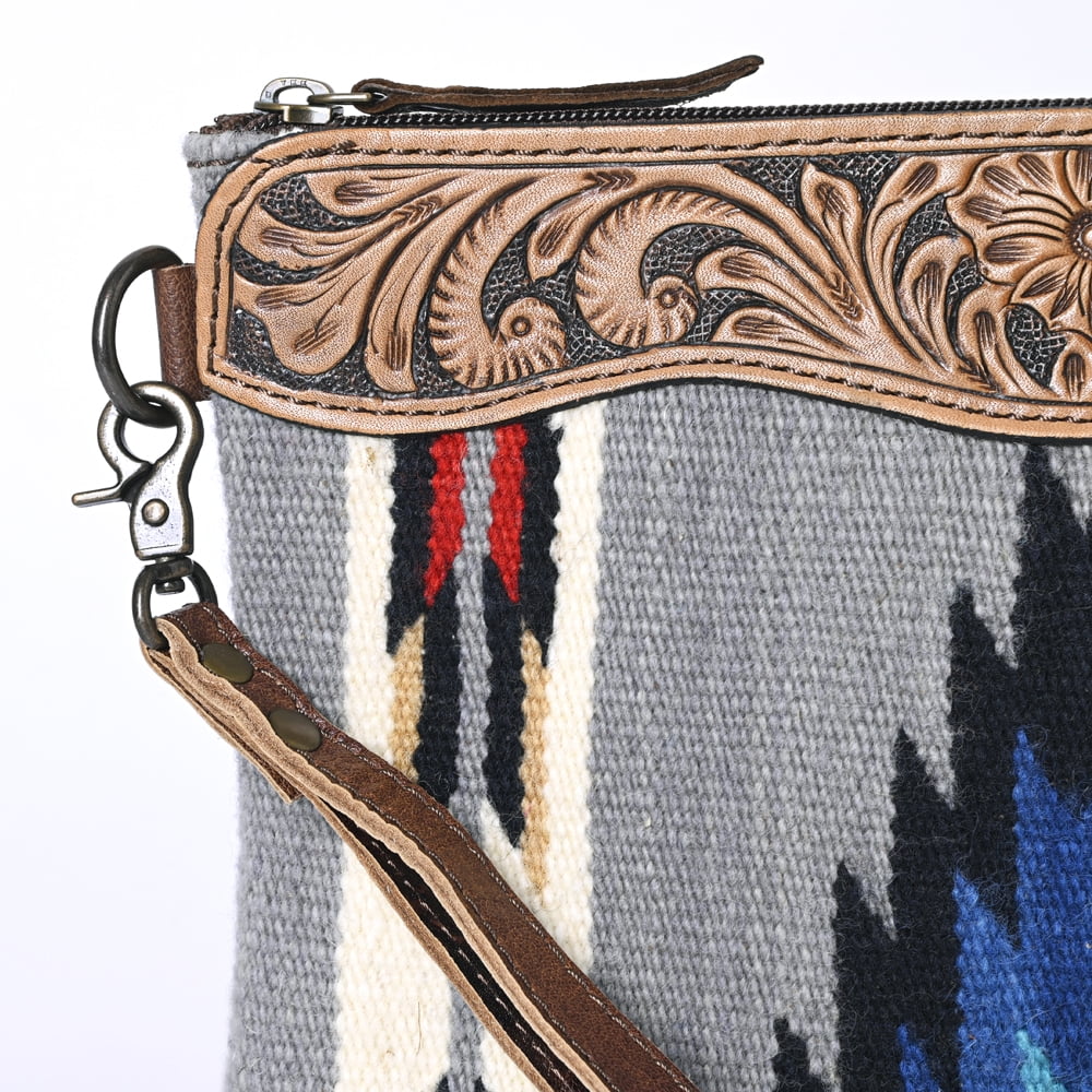 KB OHLAY WRISizeTLET Hand Tooled Upcycled Wool  Genuine Leather women bag western handbag purse